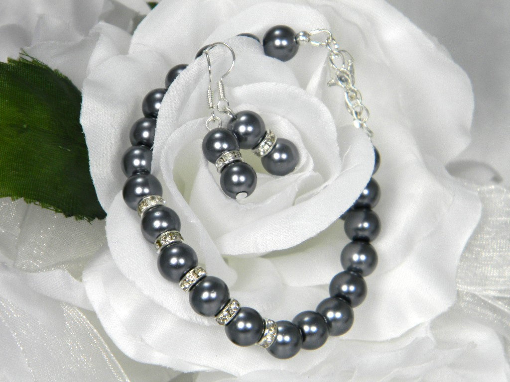 Glass Pearl Bracelet & Earring Set