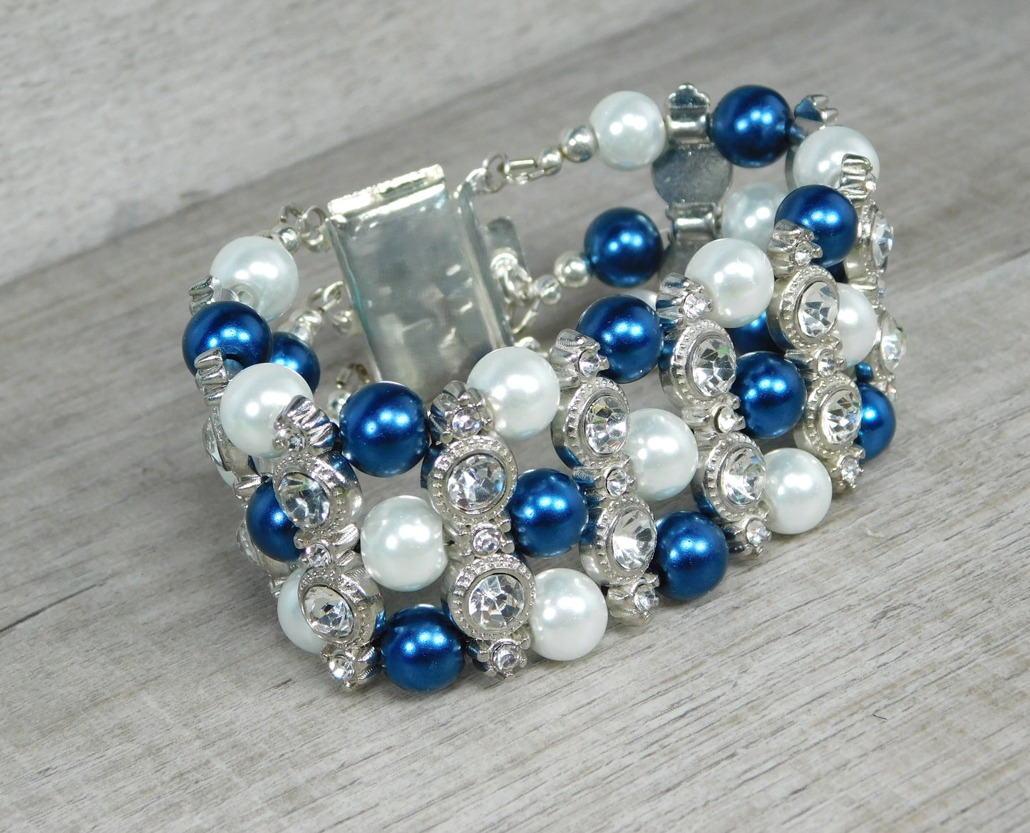 Pearl - Rhinestone Cuff Bracelet