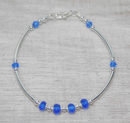 Royal Blue and Silver Plated Birthstone Bracelets - Victoria's Treasure Chests