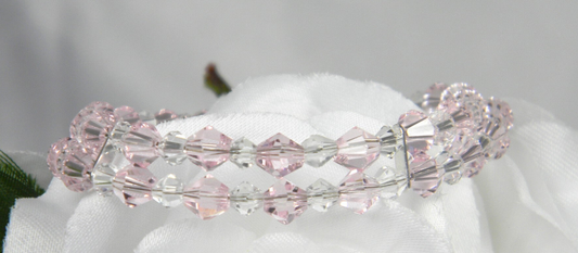 Pink/Clear Crystal Double Strand Bracelet