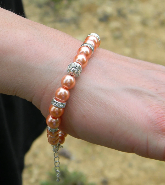 Single Coral Crystal Bracelet