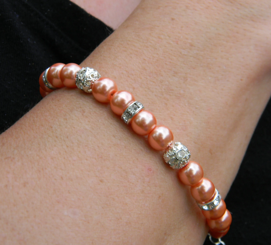 Single Coral Crystal Bracelet