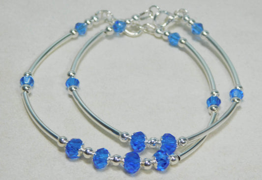 Royal Blue and Silver Plated Birthstone Bracelets - Victoria's Treasure Chests