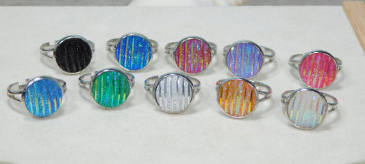 Iridescent Striped Statement Adjustable Ring