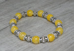 Yellow Jade and Antique Silver Stretch Bracelet