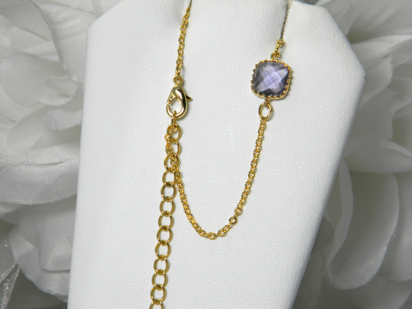 Dainty Tanzanite Glass Gold Bracelet