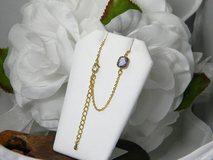 Dainty Tanzanite Glass Gold Bracelet