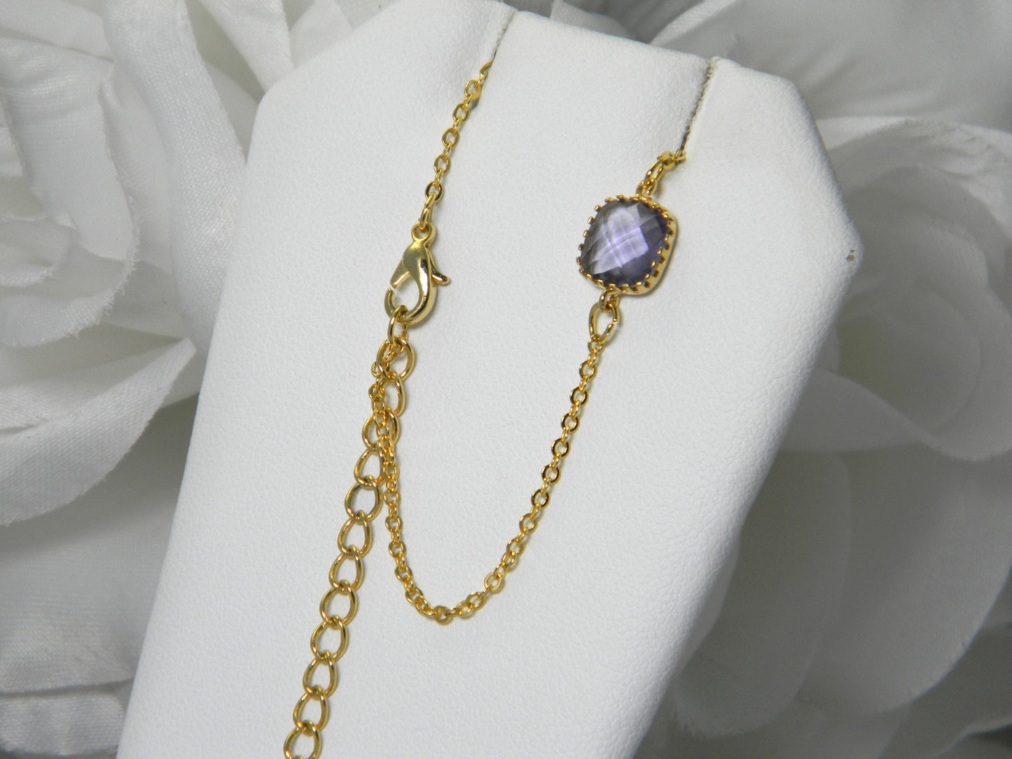 Dainty Tanzanite Glass Gold Bracelet