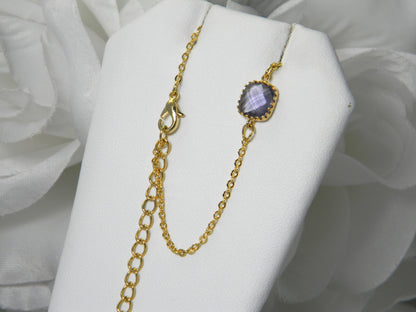 Dainty Tanzanite Glass Gold Bracelet