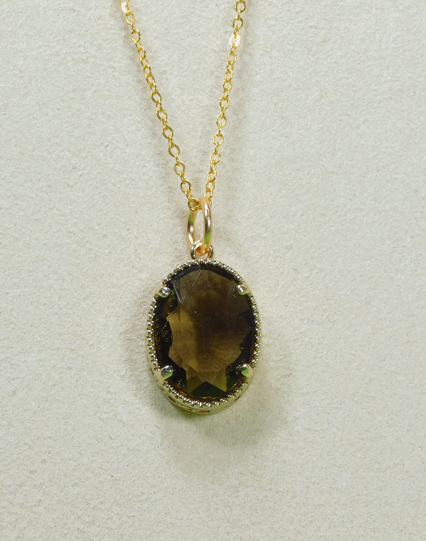 Oval Glass Pendant Necklace