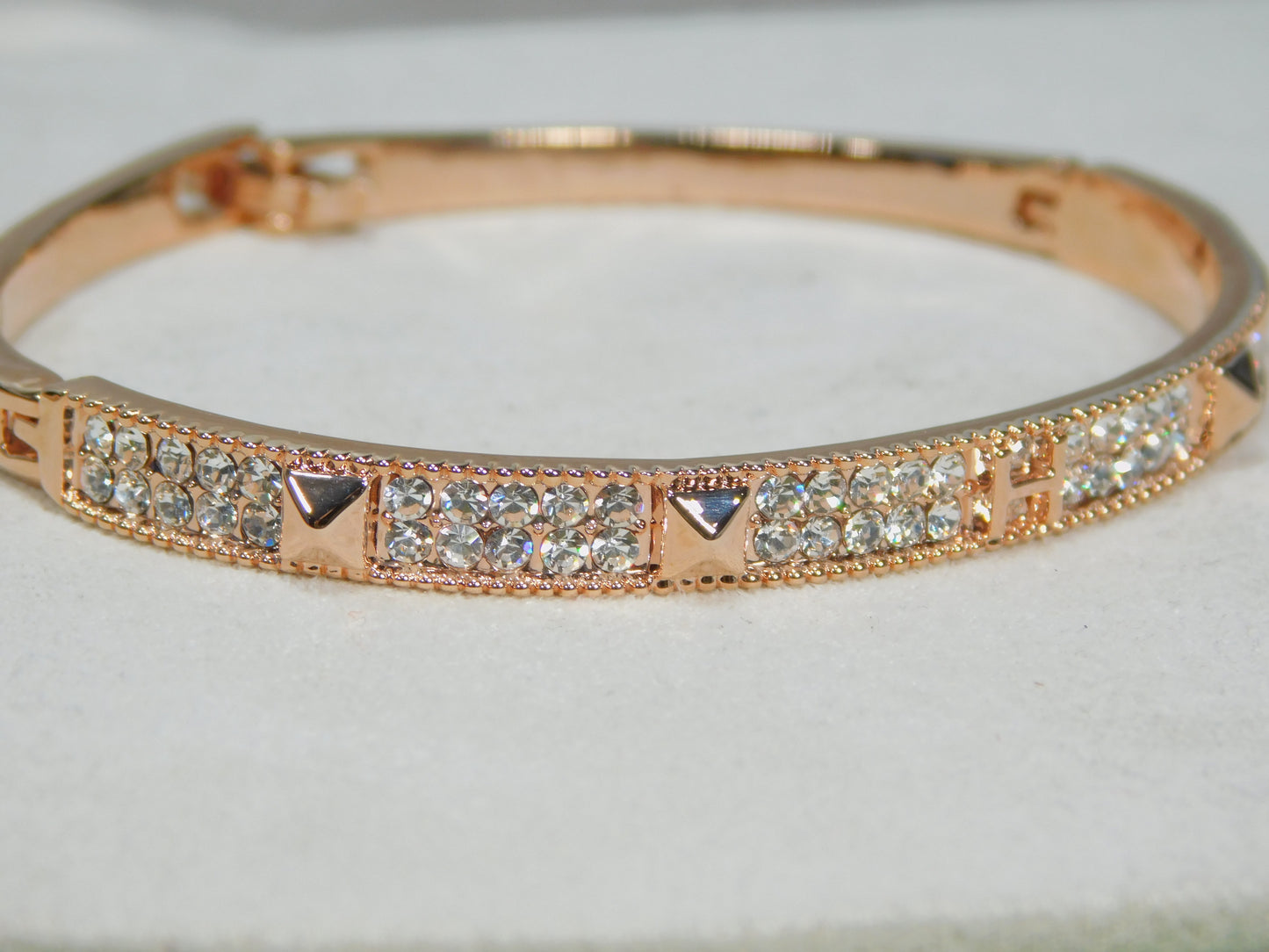 Rose Gold Cuff Double Row CZ Bracelet