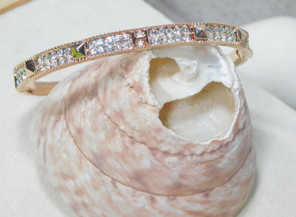 Rose Gold Cuff Double Row CZ Bracelet