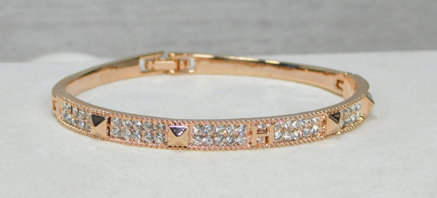 Rose Gold Cuff Double Row CZ Bracelet