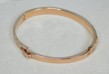 Rose Gold Cuff Double Row CZ Bracelet