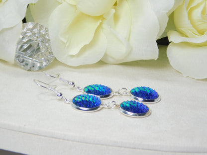 Double 12mm Round Mermaid/Dragon Scale Earrings