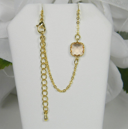 Dainty Peach Glass Gold Bracelet