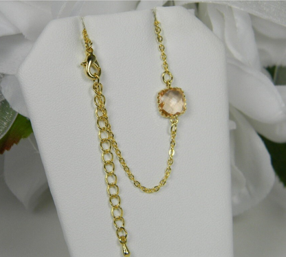 Dainty Peach Glass Gold Bracelet