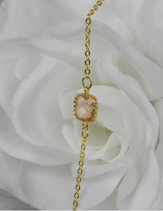 Dainty Peach Glass Gold Bracelet