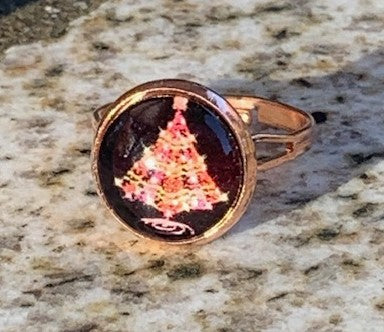 Christmas Rose Gold Adjustable Ring