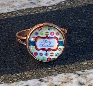 Christmas Rose Gold Adjustable Ring