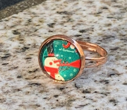 Christmas Rose Gold Adjustable Ring