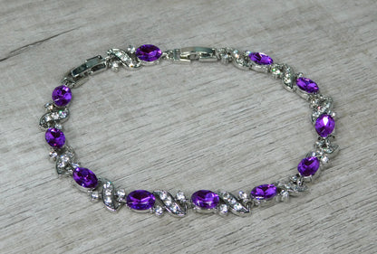 X & O Purple and Rhinestone Bracelet Gift