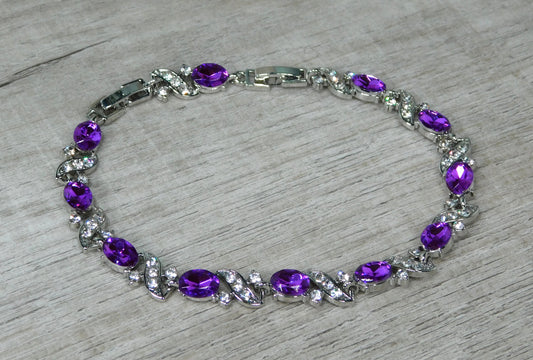 X & O Purple and Rhinestone Bracelet Gift