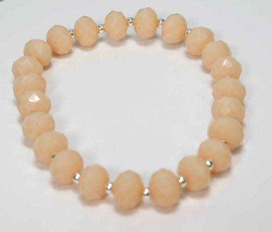 Elegant Glass Bead Stretch Bracelet – Handmade Jewelry with Silver Accents