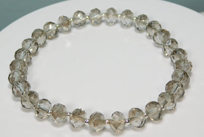 Elegant Glass Bead Stretch Bracelet – Handmade Jewelry with Silver Accents