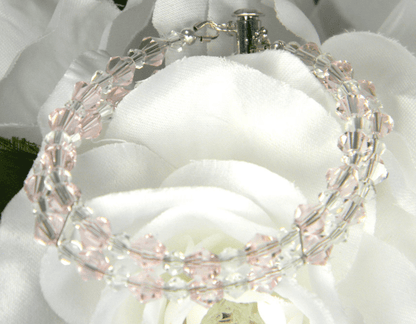 Pink and Clear Crystal Double Strand Bracelet - Victoria's Treasure Chests