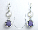 Amethyst Glass Long Dangle Earrings