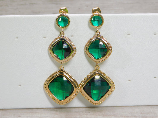 "Long Emerald Green Chandelier Earrings, Christmas Gift"