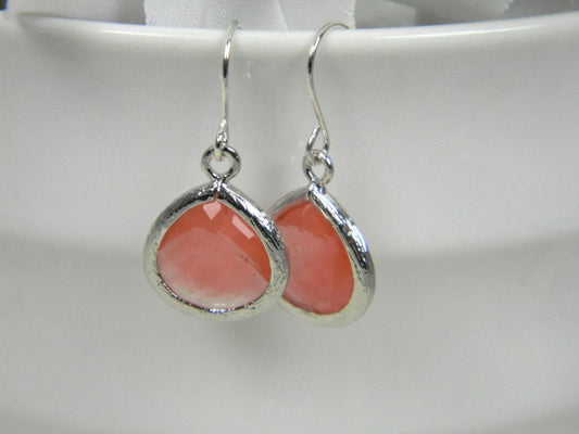 Grapefruit color dangle earrings