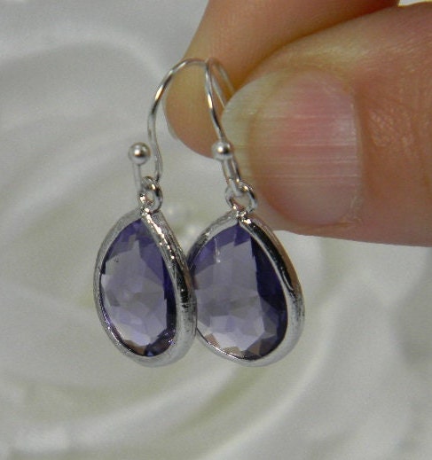 Amethyst Crystal Dangle Earrings, February Birthstone