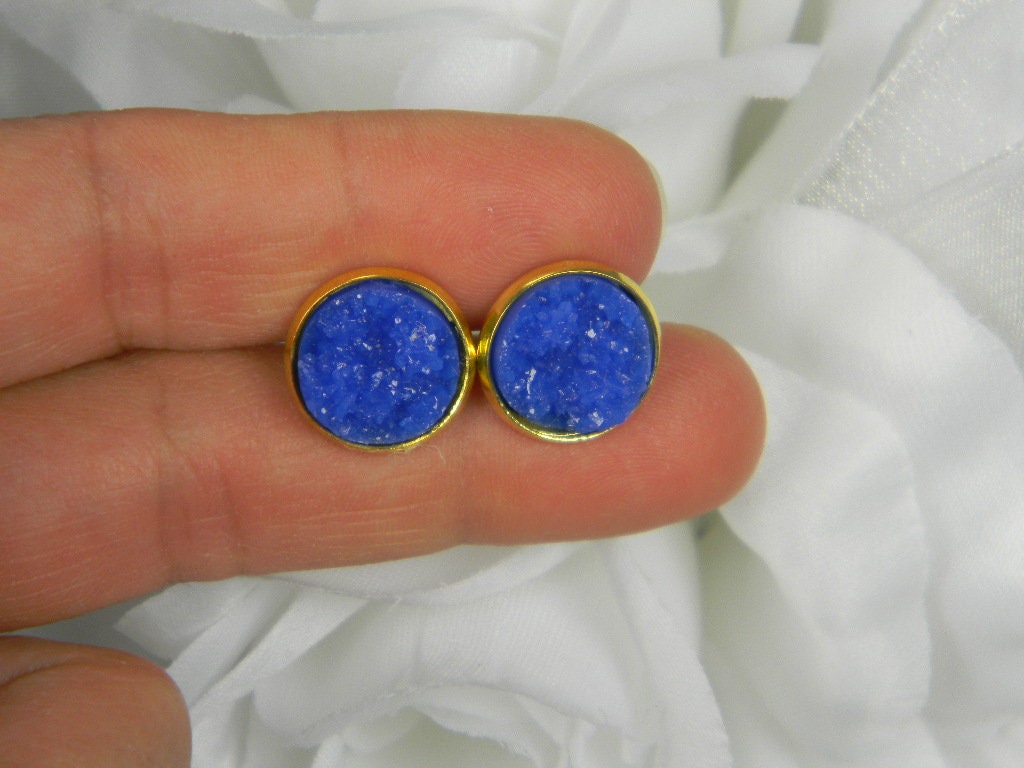 Stud Earrings, 12mm Round Earrings, Druzy Jewelry, Faux Druzy Resin Stud Earrings, Simple Earring Posts, Thank you Gift