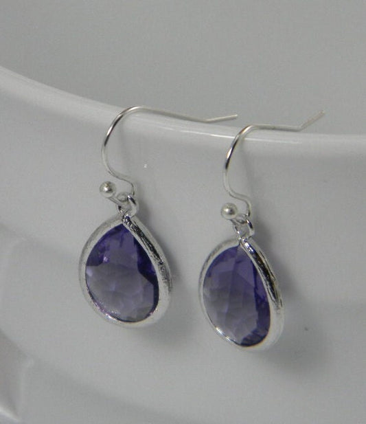 Amethyst Crystal Dangle Earrings, February Birthstone