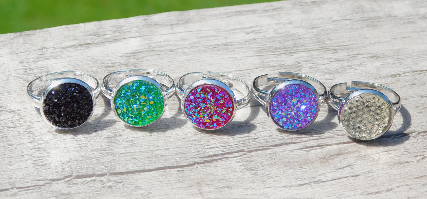 Imitation Druzy Rings color options