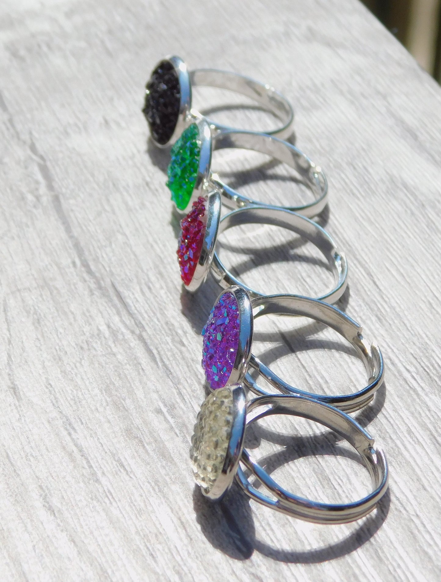 Imitation Druzy Rings color options