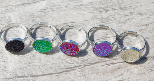 Imitation Druzy Rings color options