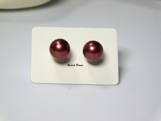 8mm Pearl Stud Earrings, Stainless Steel Posts, Round Studs, Color Option, Pearl Stud Earrings, Gift for Her, Pearl Jewelry, Christmas Gift