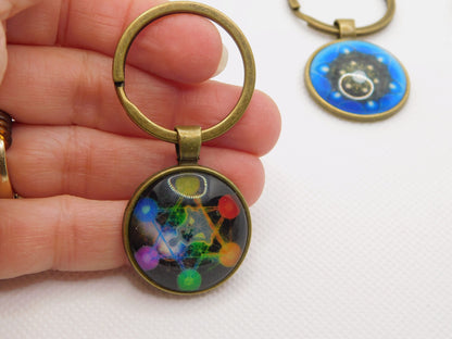 Kaleidoscope-designed keyrings in bright colors