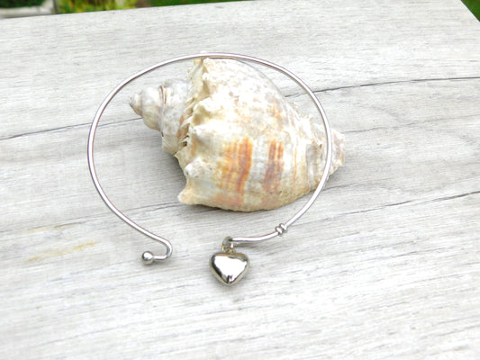 Puff heart cuff bracelet