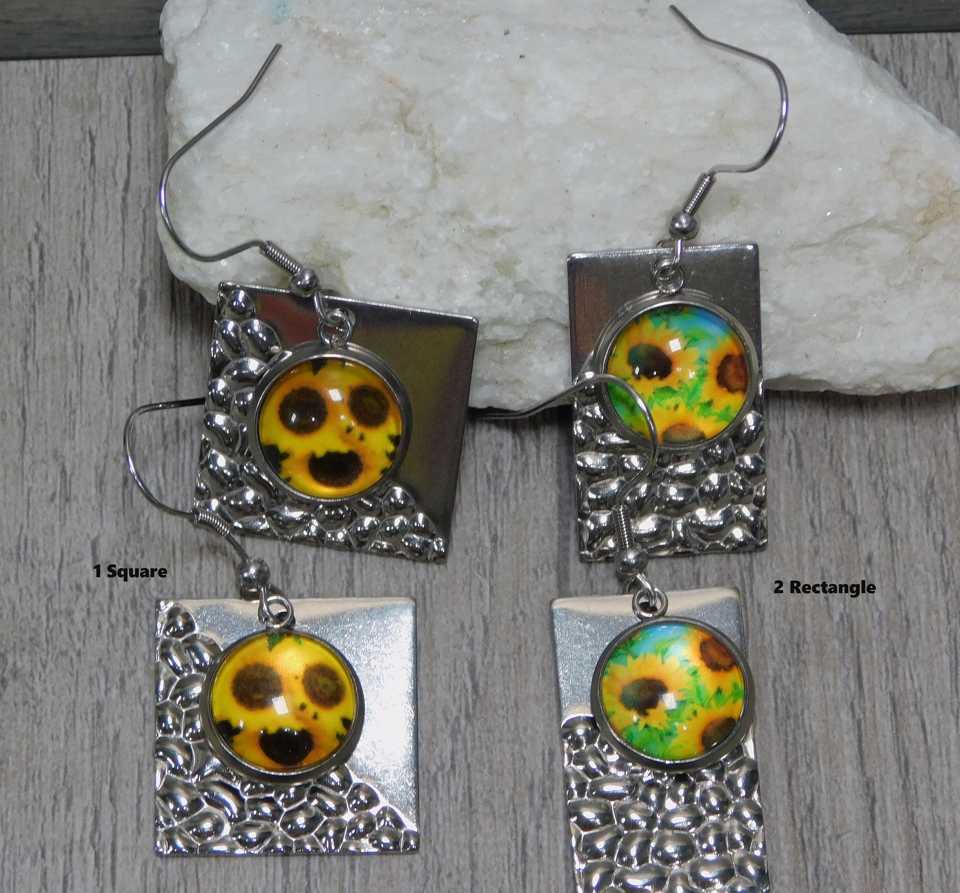 beautiful 12mm glass dome sunflowers set