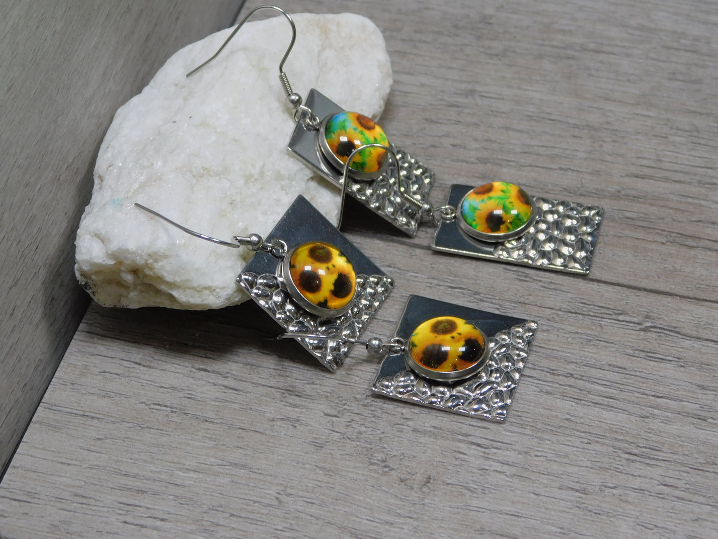 beautiful 12mm glass dome sunflowers set