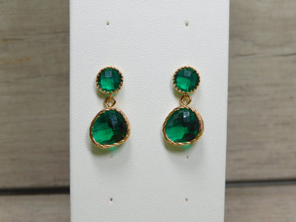 Emerald Green Earrings, Green Glass Earrings, Green Statement Earrings, Emerald Dangle Earrings, Christmas Gift, Bridesmaid Earrings