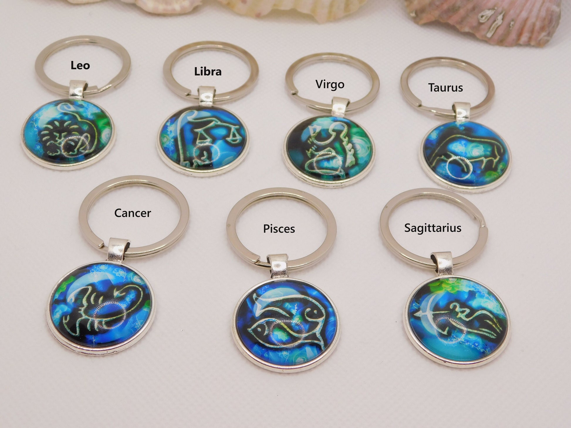 Zodiac sign key rings