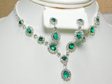 Emerald Green Rhinestone Necklace Set, Green Prom Set, Bridesmaid Rhinestone Jewelry, Wedding Jewelry, Statement Jewelry