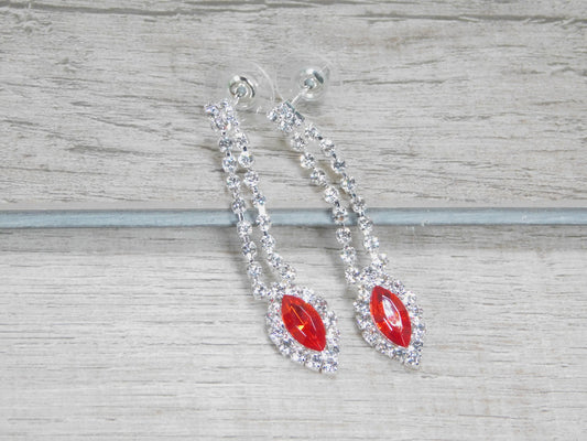 Red Necklace Set, Red Prom Set, Bridesmaid Rhinestone Jewelry, Wedding Jewelry, Statement Jewelry