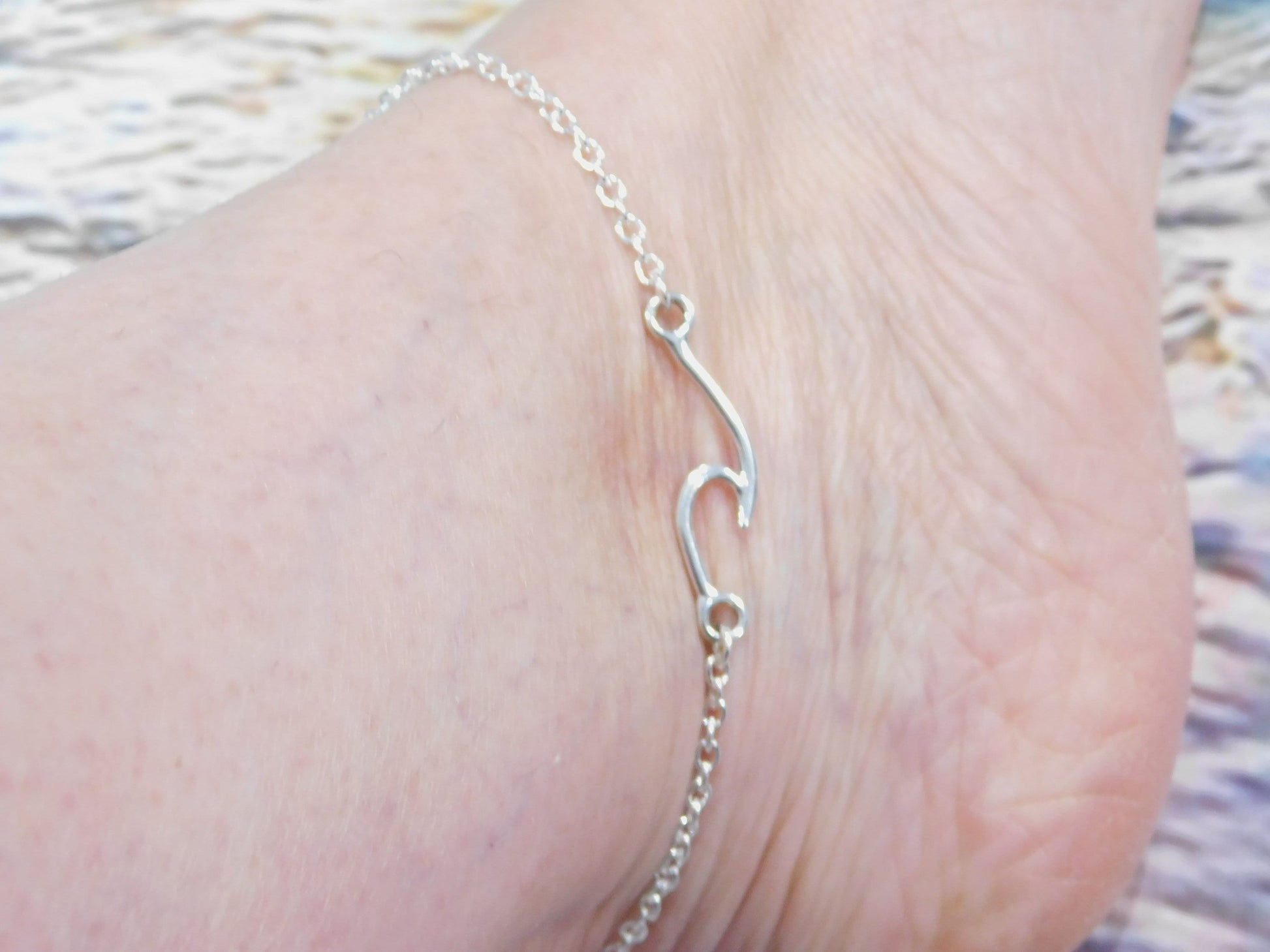 Antique silver wave anklet